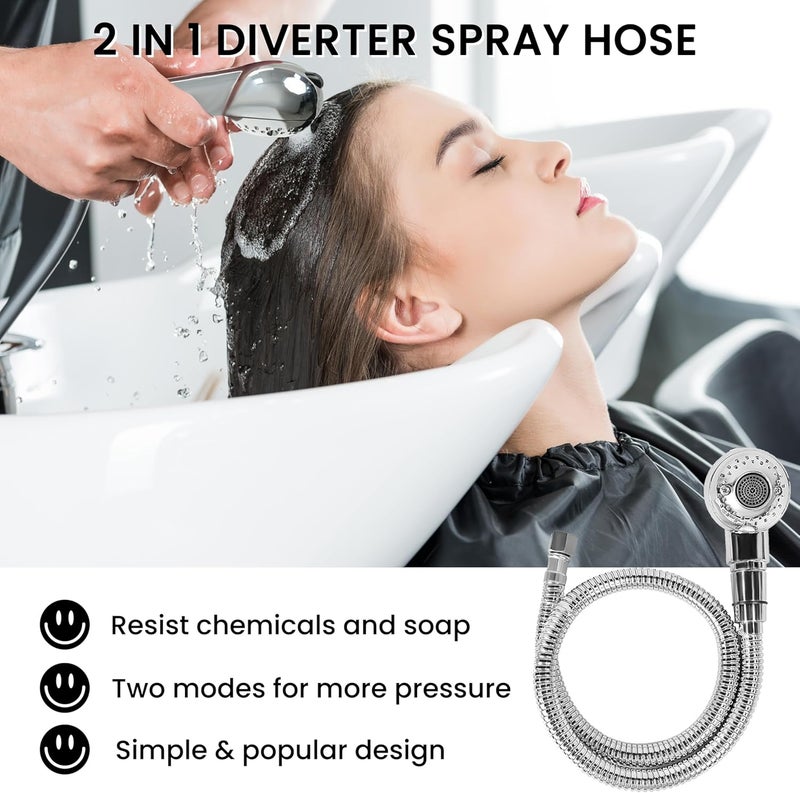 TaShow Professional Salon Shampoo Bowl Faucet for Home, Chrome Hose Replacement Set, Sprayer With Vacuum Breaker, Bath Accessories - Image 3